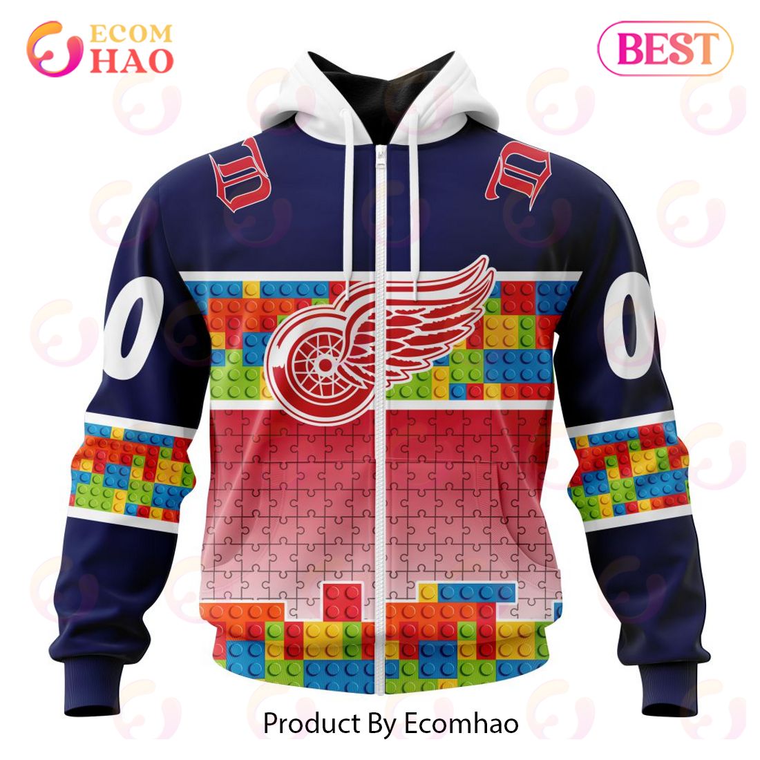 NHL Detroit Red Wings Special Autism Awareness Design 3D Hoodie