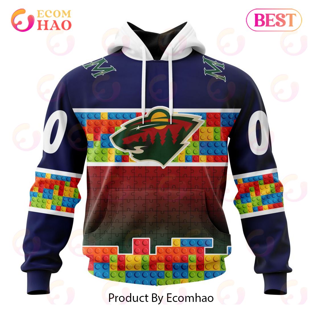 NHL Minnesota Wild Special Autism Awareness Design 3D Hoodie