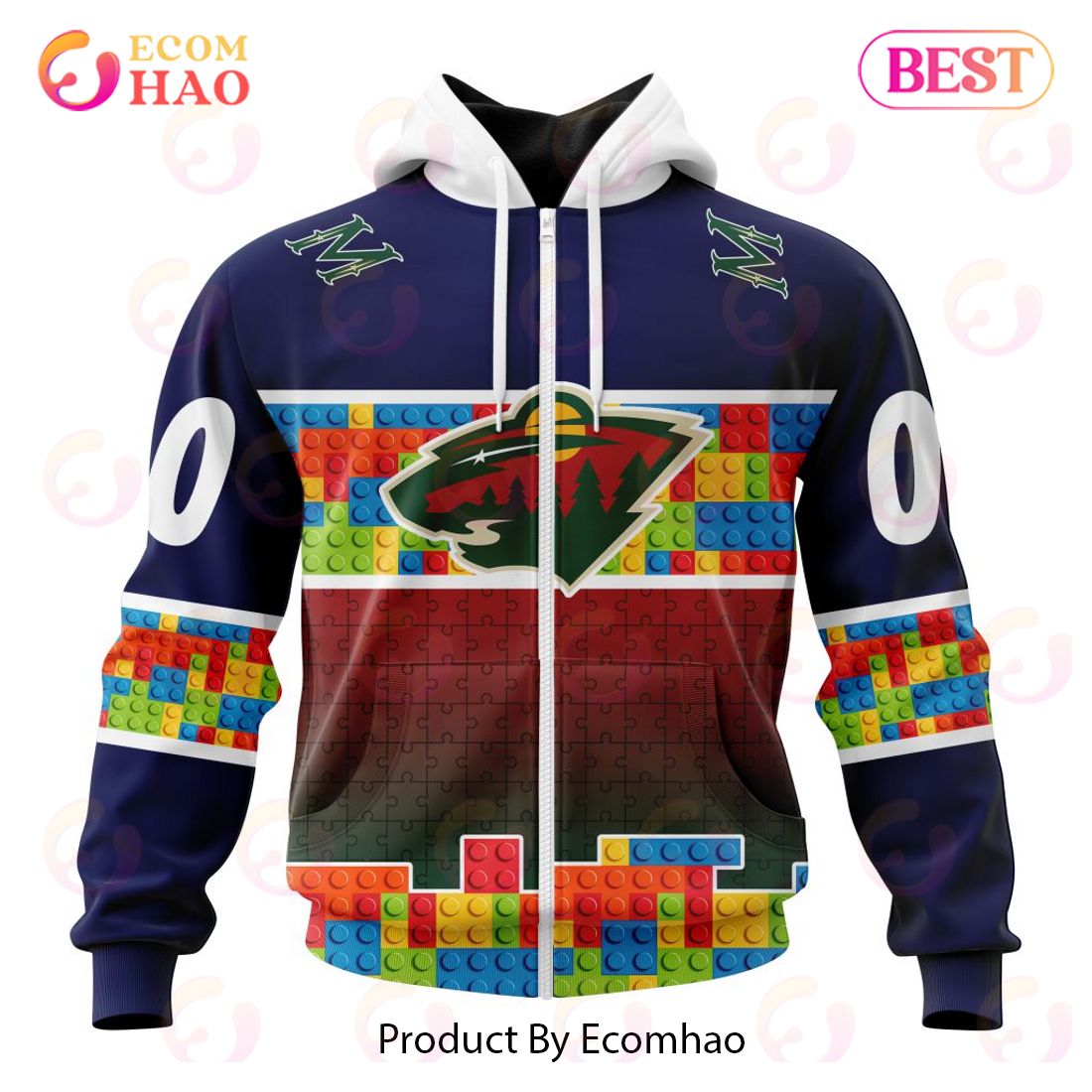 NHL Minnesota Wild Special Autism Awareness Design 3D Hoodie