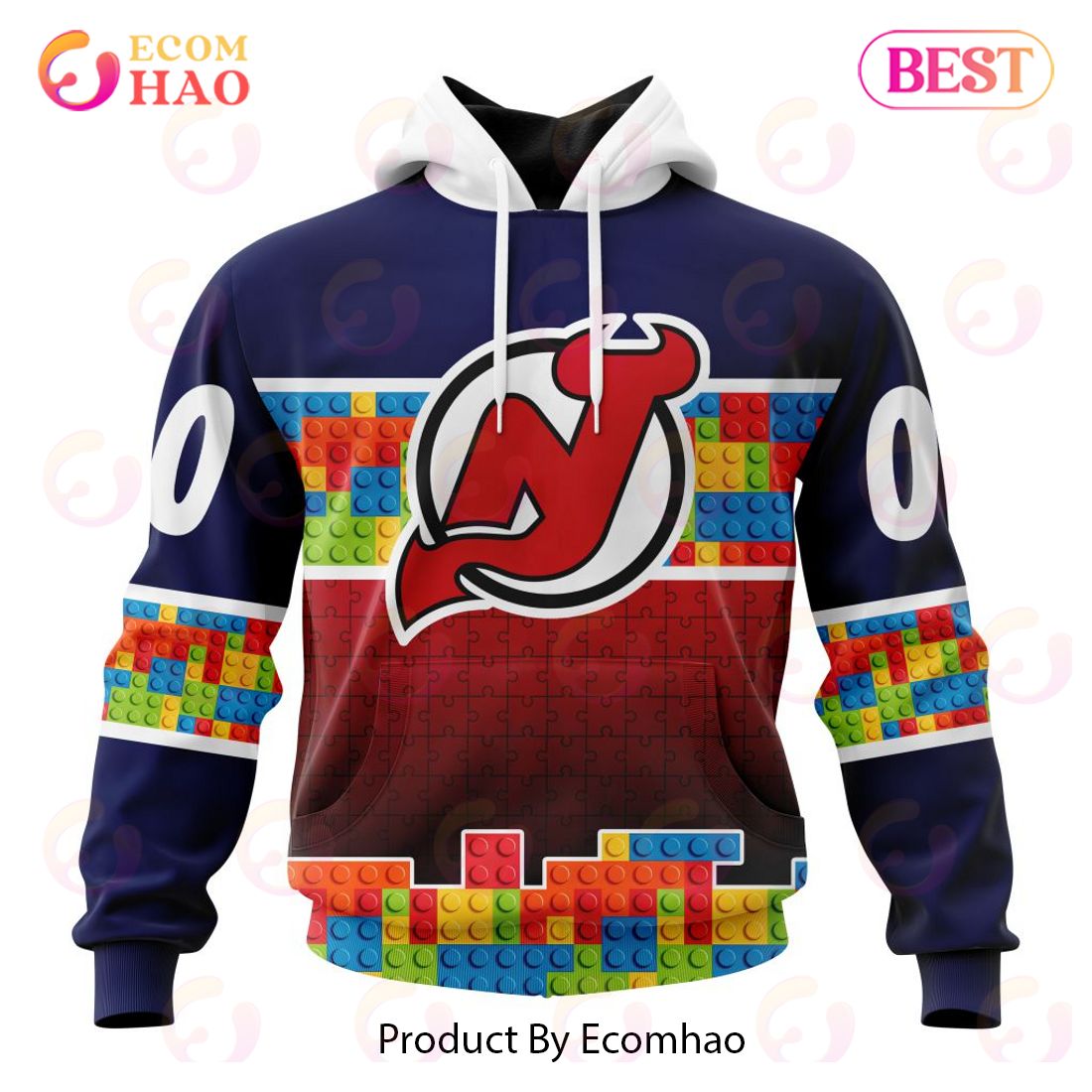 NHL New Jersey Devils Special Autism Awareness Design 3D Hoodie