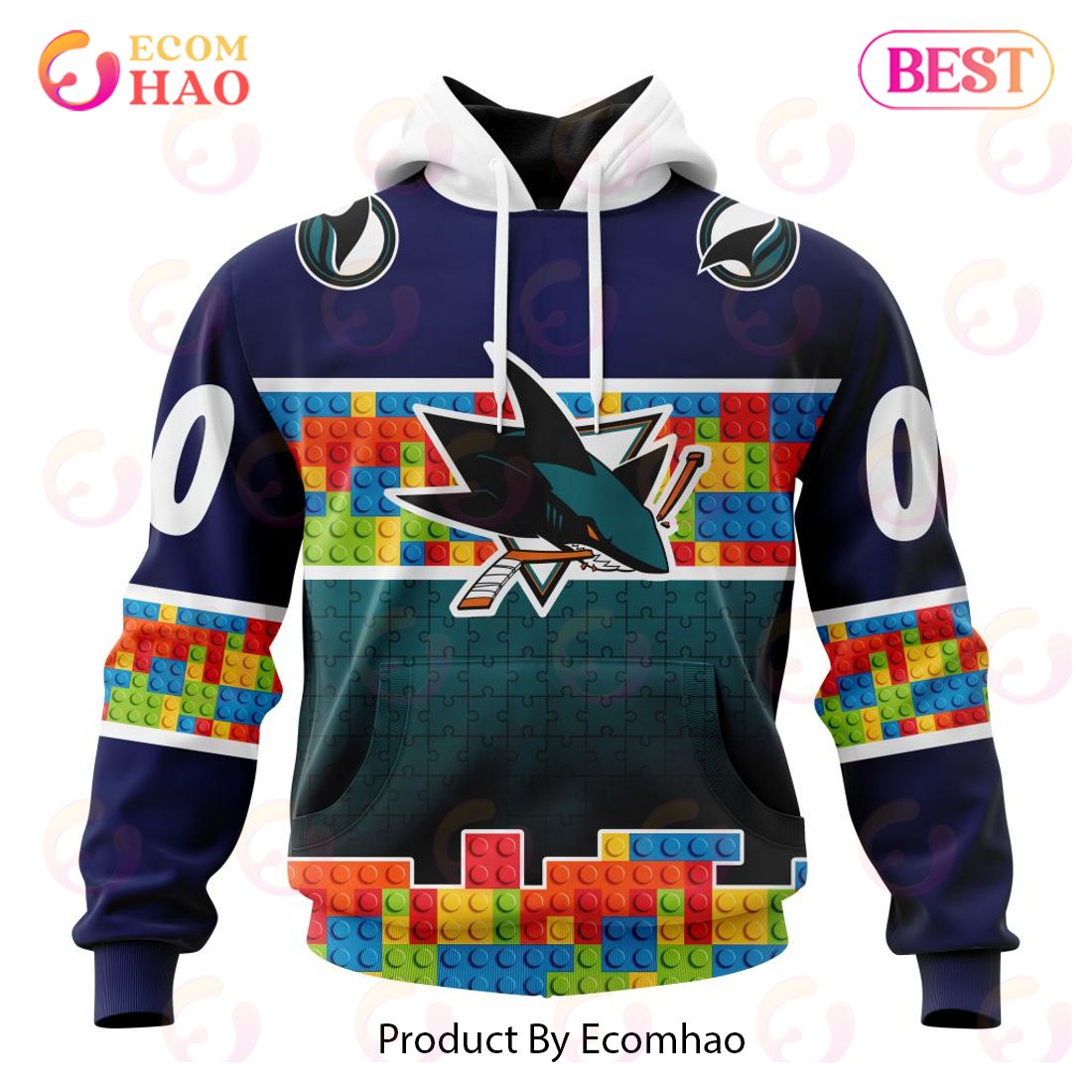 NHL San Jose Sharks Special Autism Awareness Design 3D Hoodie