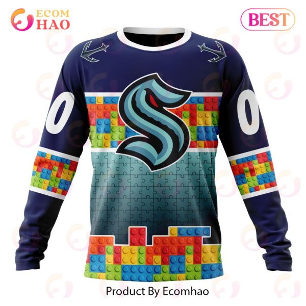 NHL Seattle Kraken Special Autism Awareness Design 3D Hoodie
