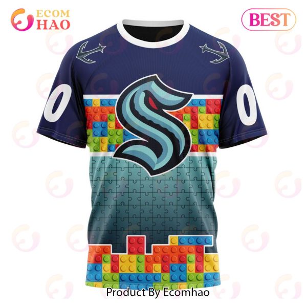 NHL Seattle Kraken Special Autism Awareness Design 3D Hoodie