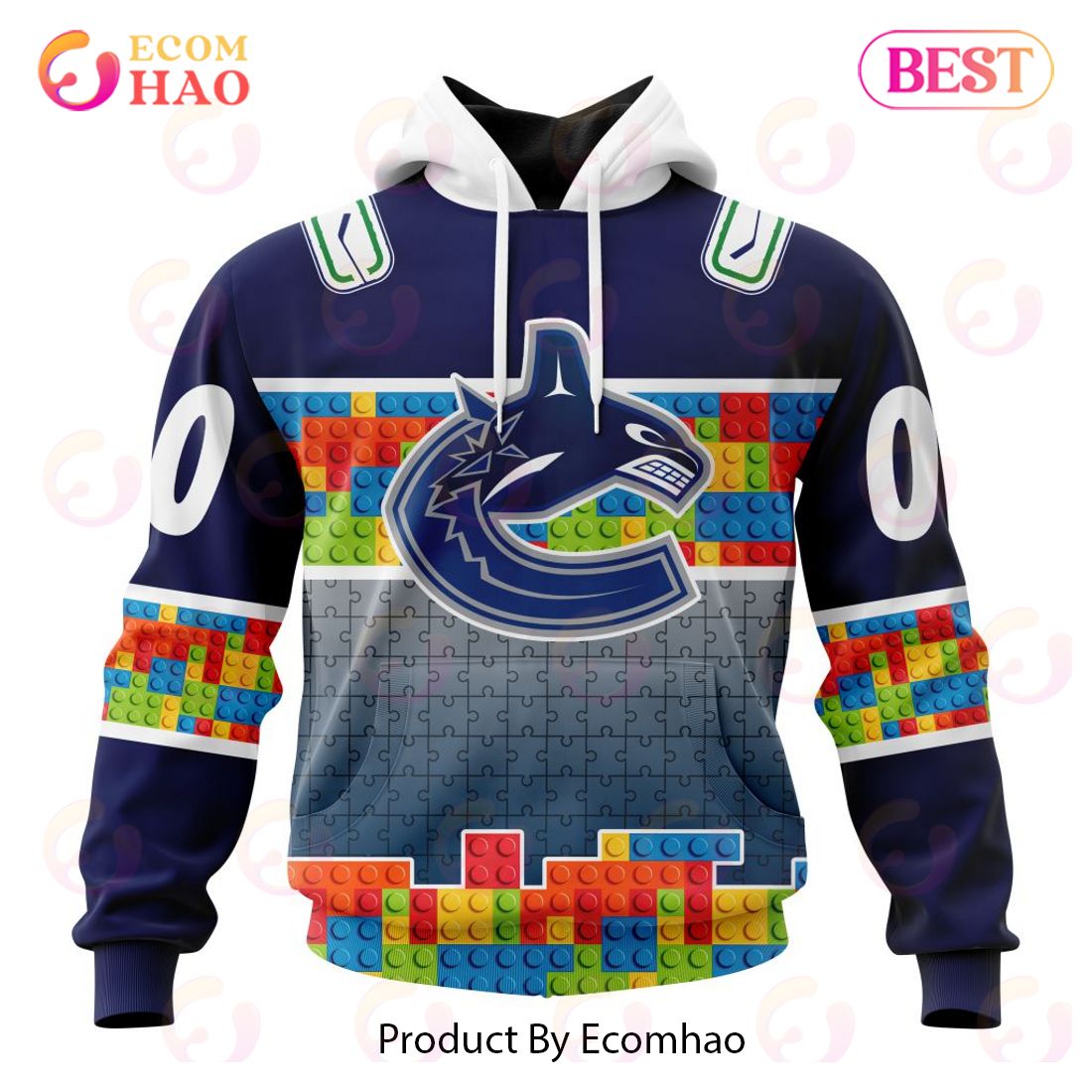 NHL Vancouver Canucks Special Autism Awareness Design 3D Hoodie