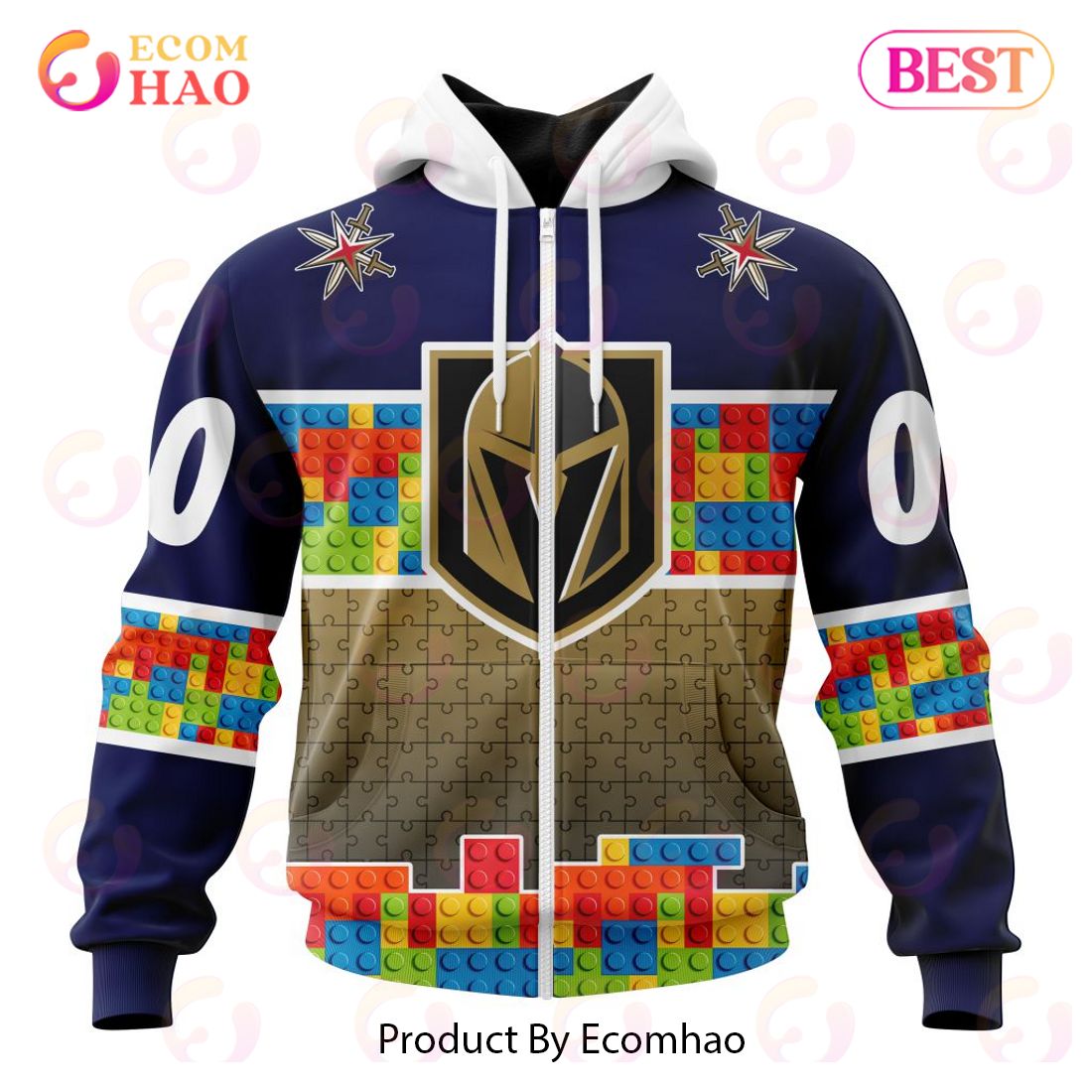 NHL Vegas Golden Knights Special Autism Awareness Design 3D Hoodie