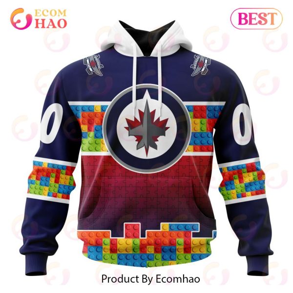 NHL Winnipeg Jets Special Autism Awareness Design 3D Hoodie