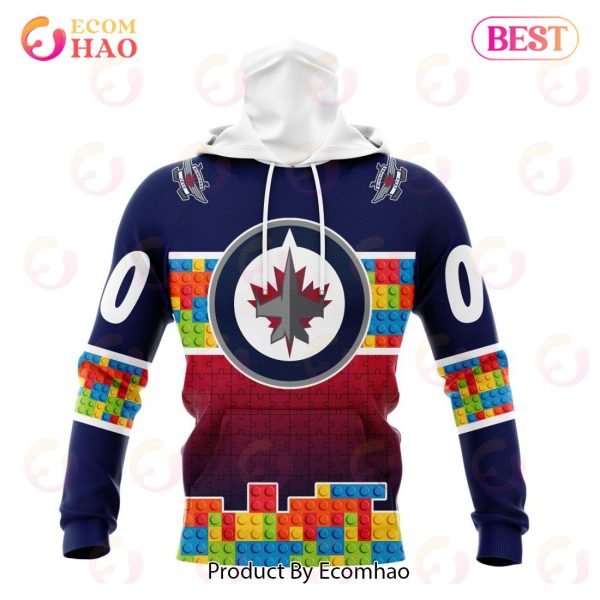 NHL Winnipeg Jets Special Autism Awareness Design 3D Hoodie