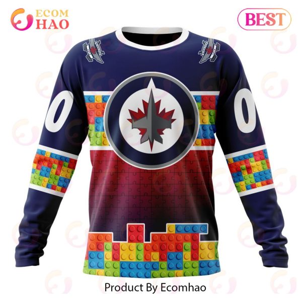NHL Winnipeg Jets Special Autism Awareness Design 3D Hoodie