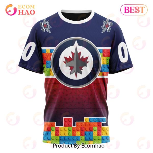 NHL Winnipeg Jets Special Autism Awareness Design 3D Hoodie