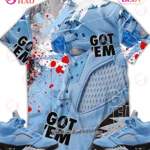 Got Em Shoes Goat Unisex Sneaker Shirt Match Retro University Blue 5s Tee, Jordan 5 University Blue 3D T-Shirt