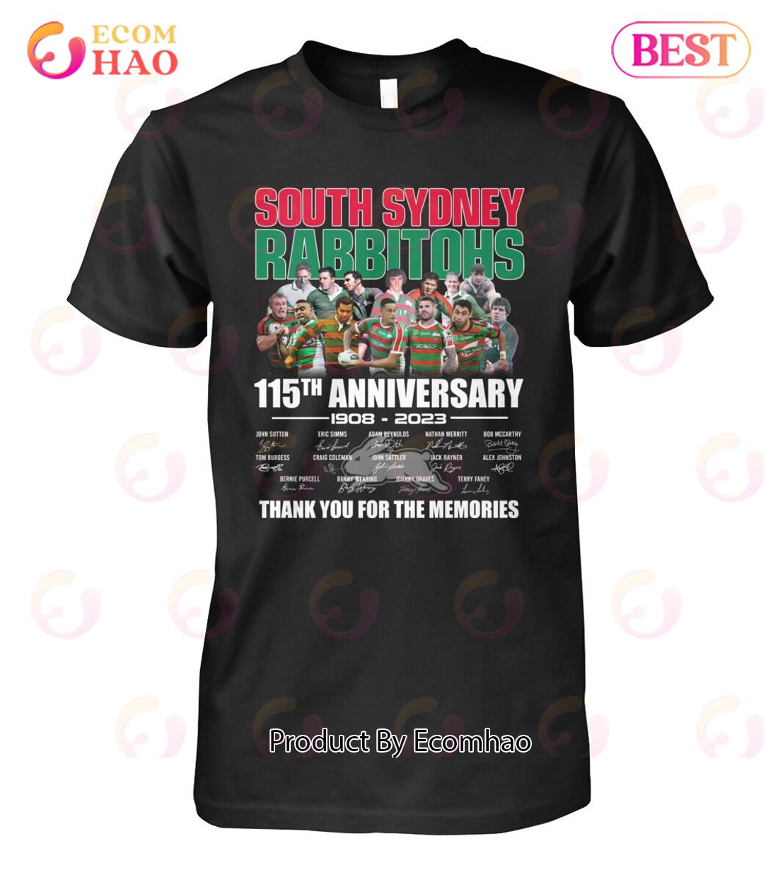 South Sydney Rabbitohs 115th Anniversary 1908 – 2023 Thank You For The Memories T-Shirt