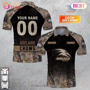 Personalized Camouflage AFL Adelaide Crows Hunting Polo Shirt