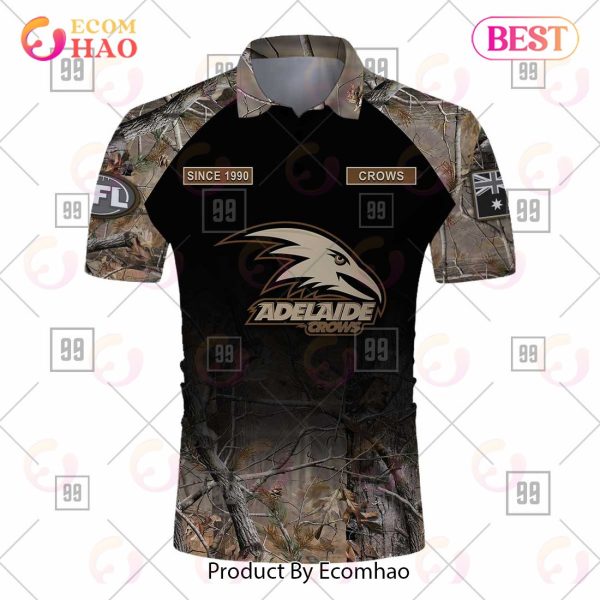 Personalized Camouflage AFL Adelaide Crows Hunting Polo Shirt