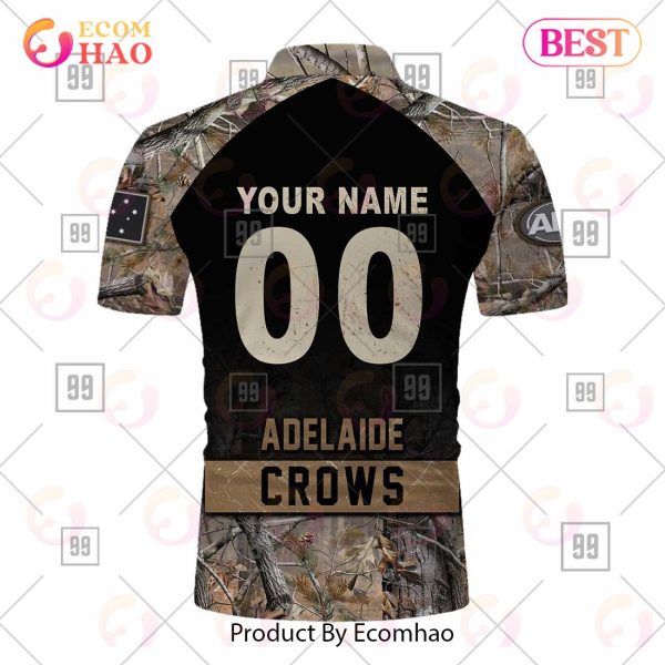 Personalized Camouflage AFL Adelaide Crows Hunting Polo Shirt
