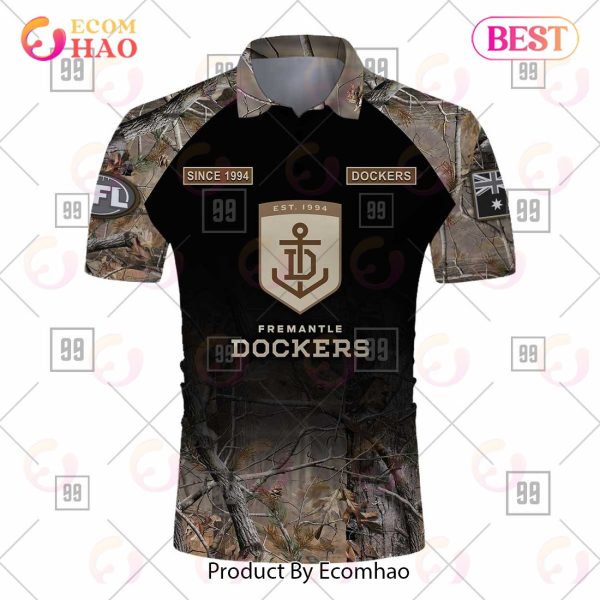 Personalized Camouflage AFL Fremantle Dockers Hunting Polo Shirt
