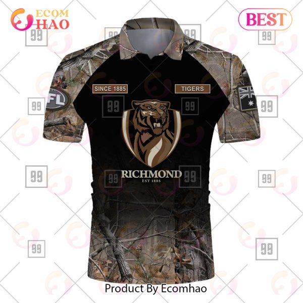 Personalized Camouflage AFL Richmond Tigers Hunting Polo Shirt