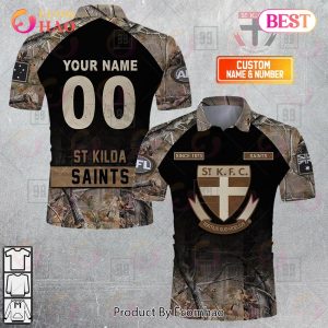 Personalized Camouflage AFL St Kilda Saints Hunting Polo Shirt