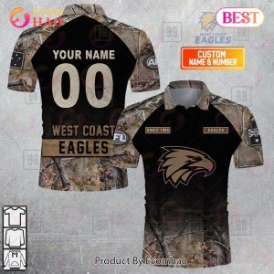 Personalized Camouflage AFL West Coast Eagles Hunting Polo Shirt
