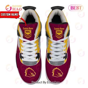 Brisbane Broncos Pattern Logo Custom Name Air Jordan 4 Shoes, Sneaker