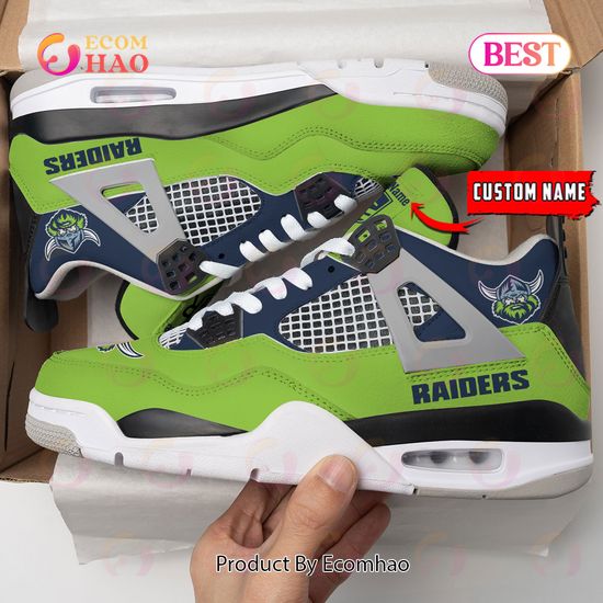 Canberra Raiders Pattern Logo Custom Name Air Jordan 4 Shoes, Sneaker