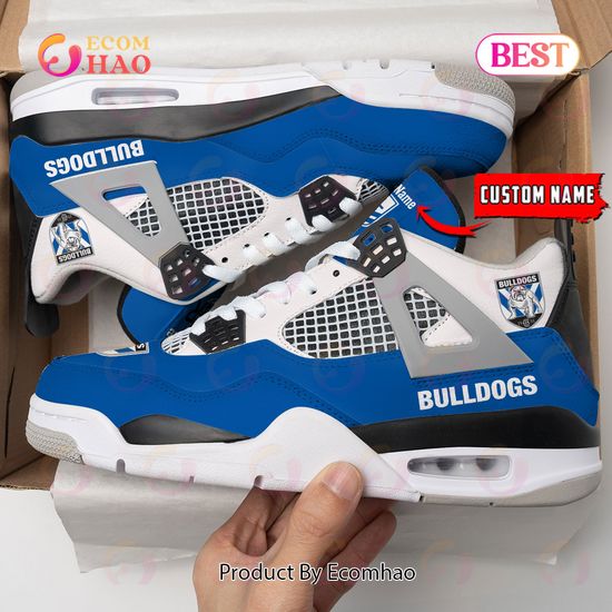 Canterbury Bulldogs Pattern Logo Custom Name Air Jordan 4 Shoes, Sneaker