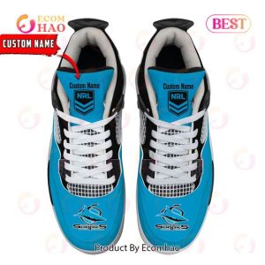 Cronulla Sharks Pattern Logo Custom Name Air Jordan 4 Shoes, Sneaker