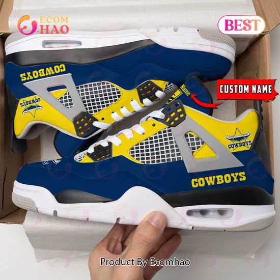 North Queensland Cowboys Pattern Logo Custom Name Air Jordan 4 Shoes, Sneaker