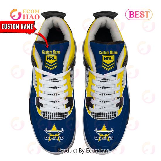 North Queensland Cowboys Pattern Logo Custom Name Air Jordan 4 Shoes, Sneaker