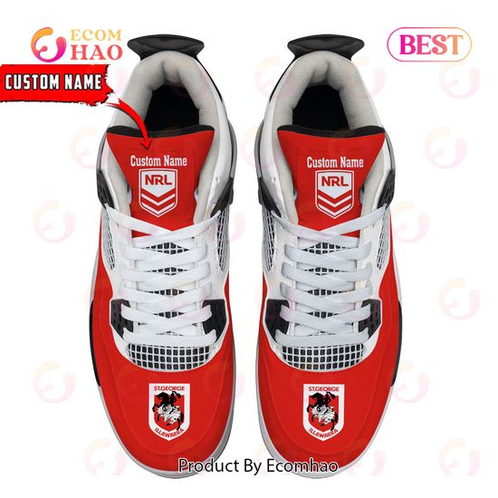 St. George Illawarra Dragons Pattern Logo Custom Name Air Jordan 4 Shoes, Sneaker