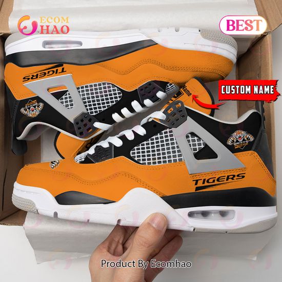 Wests Tigers Pattern Logo Custom Name Air Jordan 4 Shoes, Sneaker