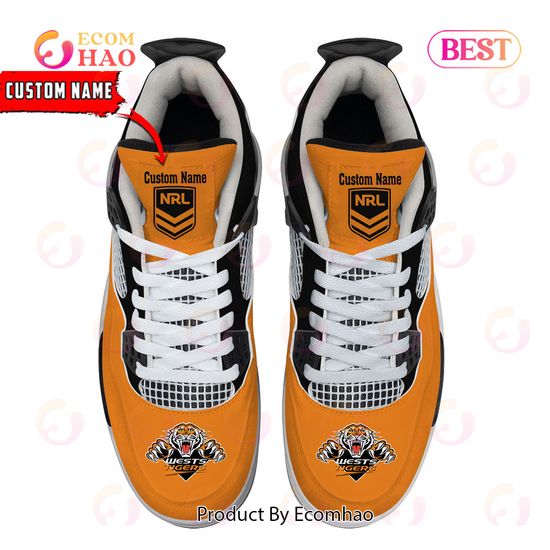 Wests Tigers Pattern Logo Custom Name Air Jordan 4 Shoes, Sneaker