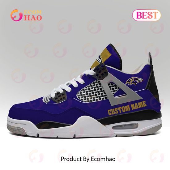 Baltimore Ravens Tiger Skin Air Jordan 4 Custom Name Shoes