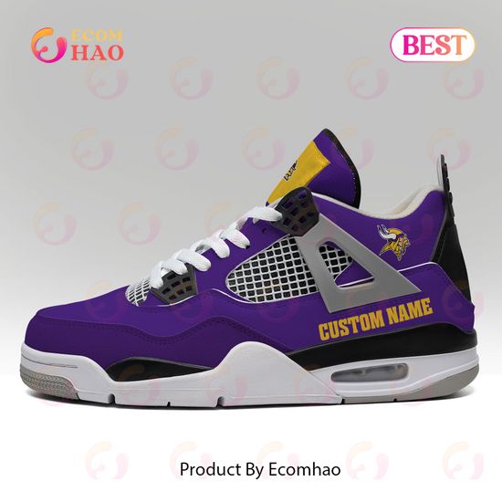 Minnesota Vikings Thunder Personalized Air Jordan 4 Sneaker - The