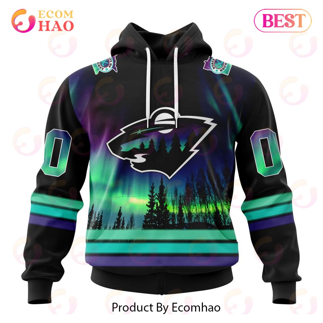 NHL Minnesota Wild Special Design With Northern Lights 3D Hoodie