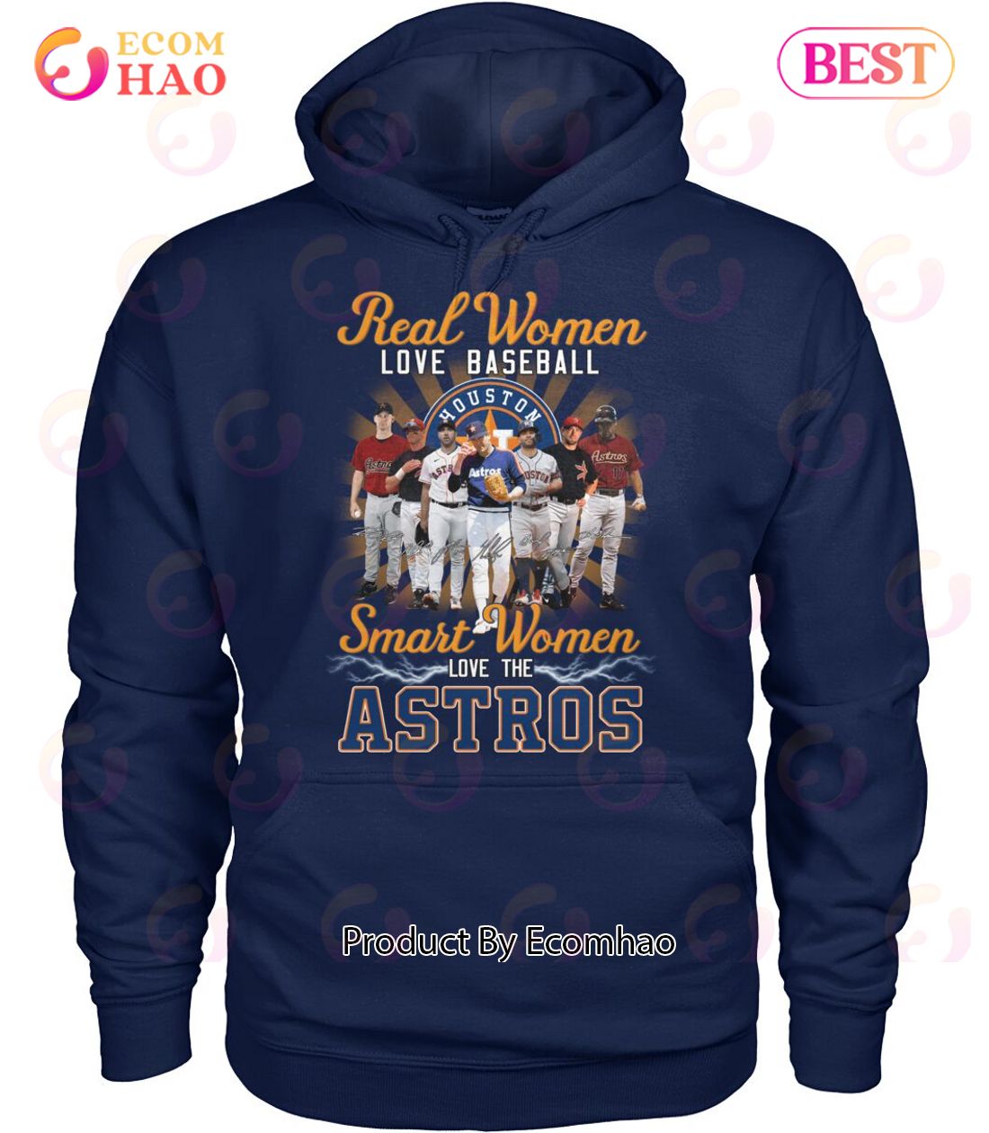 Real Women Love Baseball Smart Women Love The Astros T-Shirt