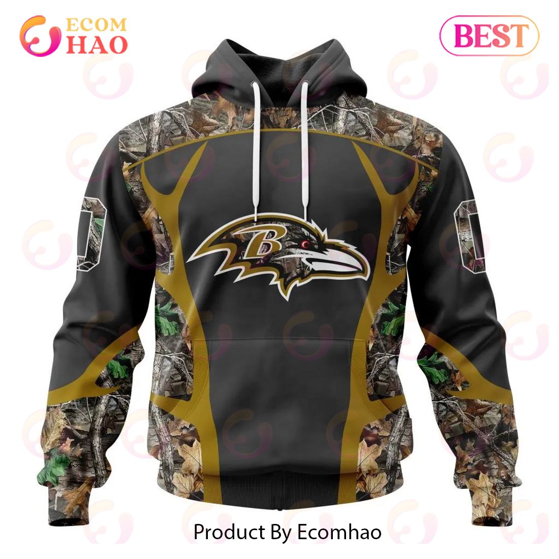 NFL Baltimore Ravens Special Camo Hunting Design 3D Hoodie