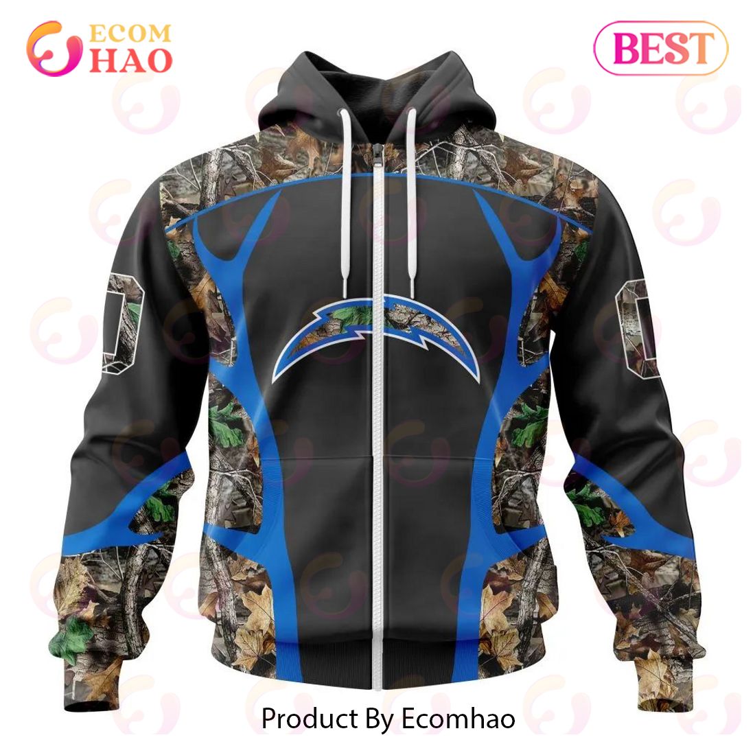 NFL Los Angeles Chargers Special Camo Hunting Design 3D Hoodie