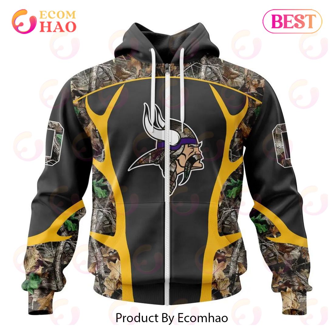 NFL Minnesota Vikings Special Camo Hunting Design 3D Hoodie