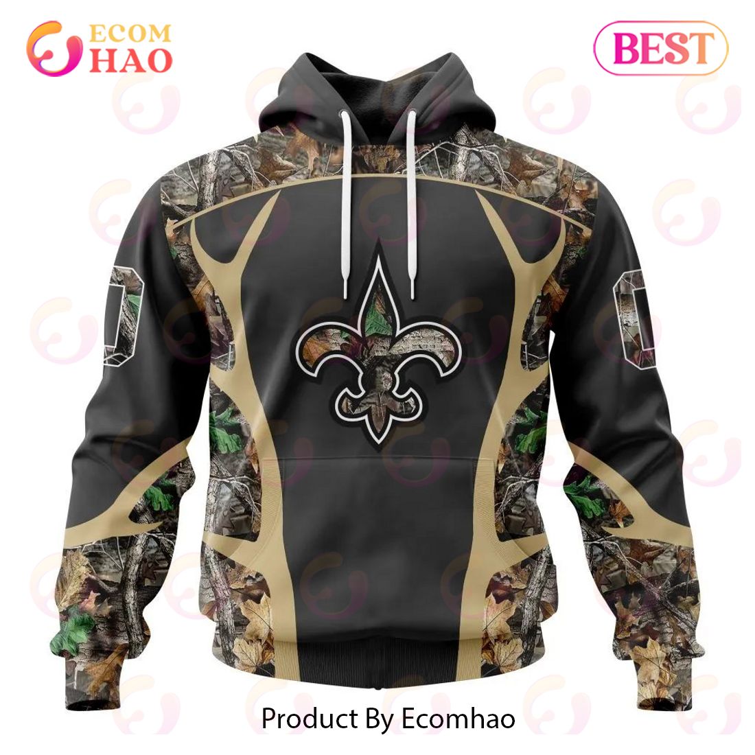 NFL New Orleans Saints Special Camo Hunting Design 3D Hoodie