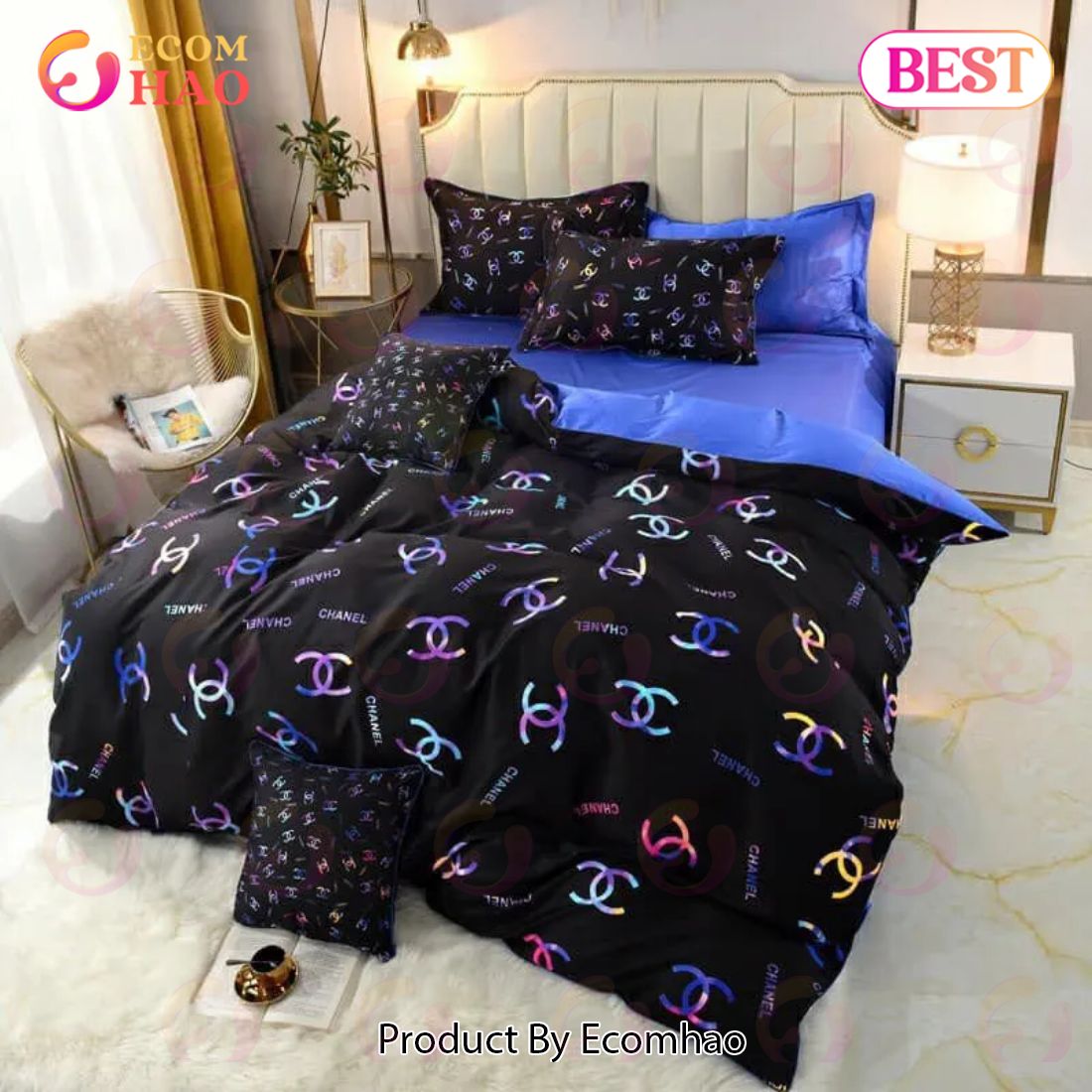 Colorful Black Chanel Bedding Sets Luxury Brand Bed Sets Bedroom Sets  Comforter Sets Duvet Cover Bedspread For Home Dcor Trending 2023 For Home -  Ecomhao Store