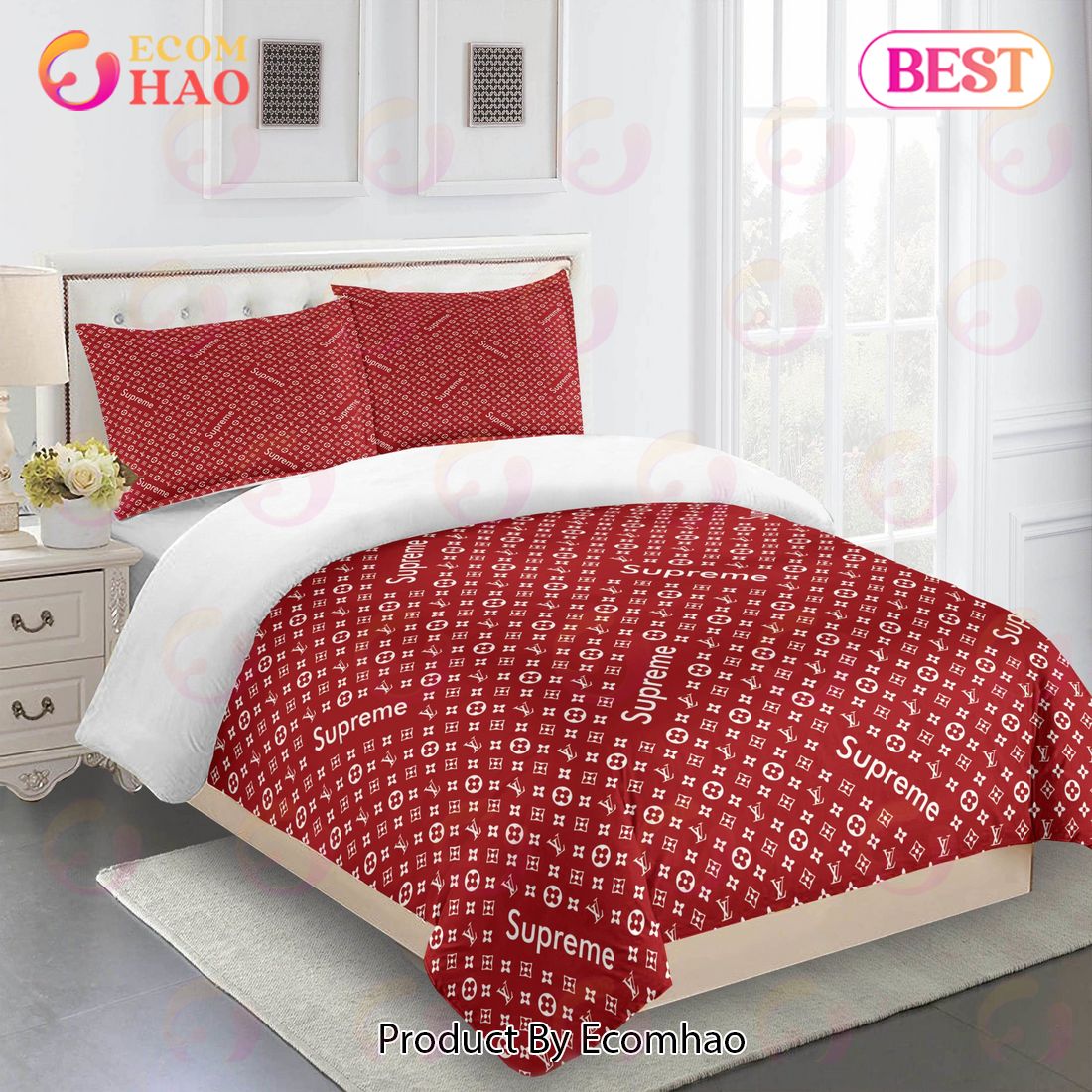 Comforter Sets Full Set Red Supreme Louis Vuitton Bedding Set Home Decoration Luxury Items