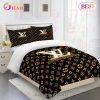 Comforter Sets Golden With And Black Logo Louis Vuitton Bedding Set Home Decoration