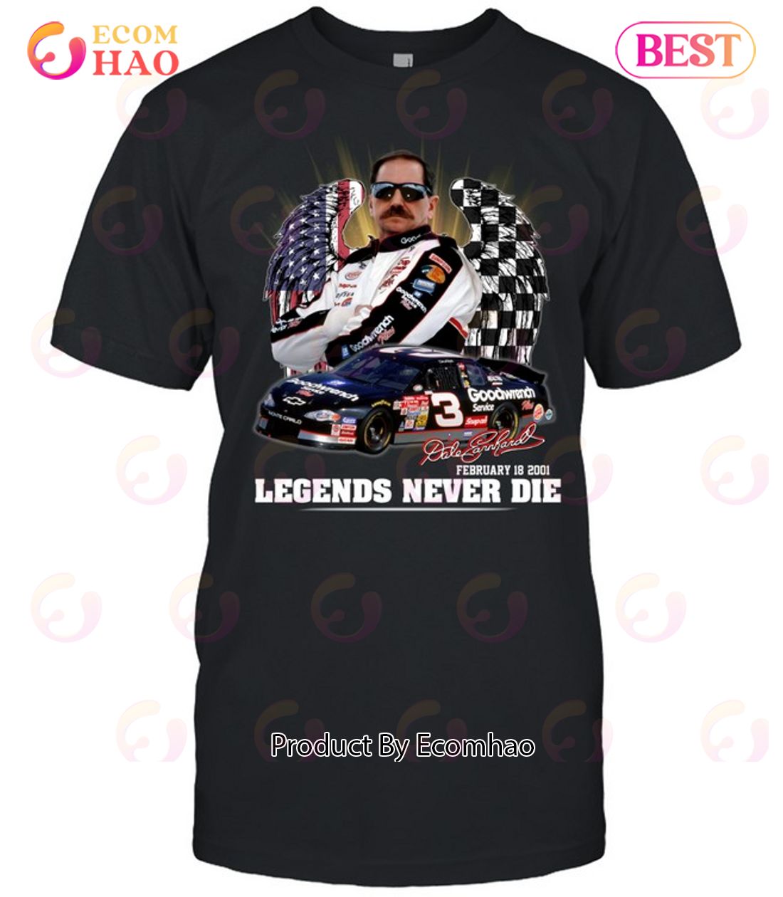 Dale Earnhardt February 18, 2001 Legends Never Die T-Shirt