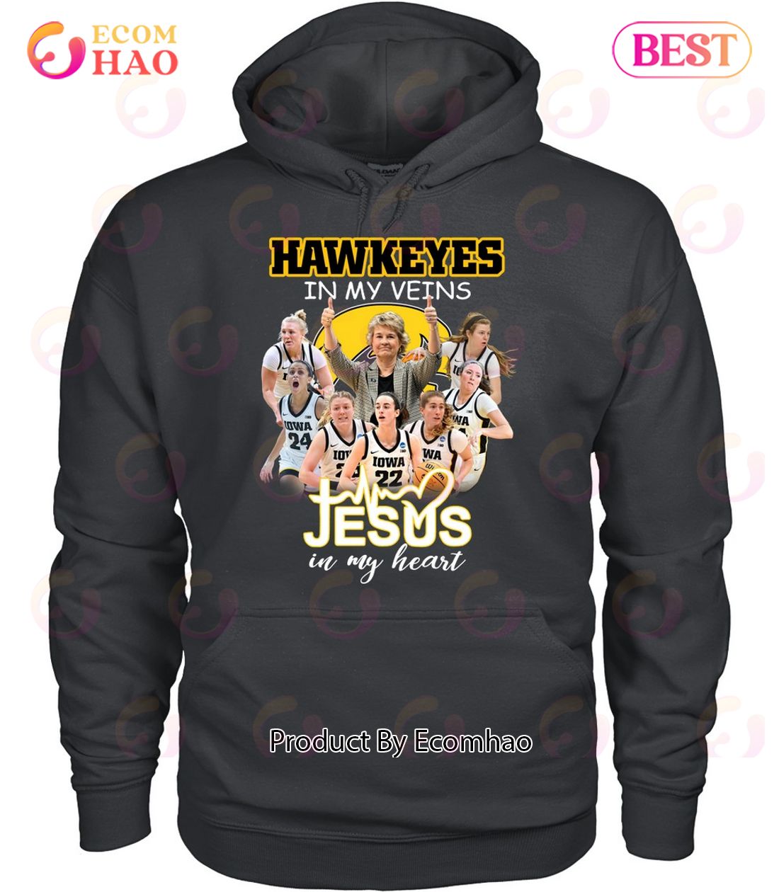 Hawkeyes In My Veins Jesus In My Heart T-Shirt