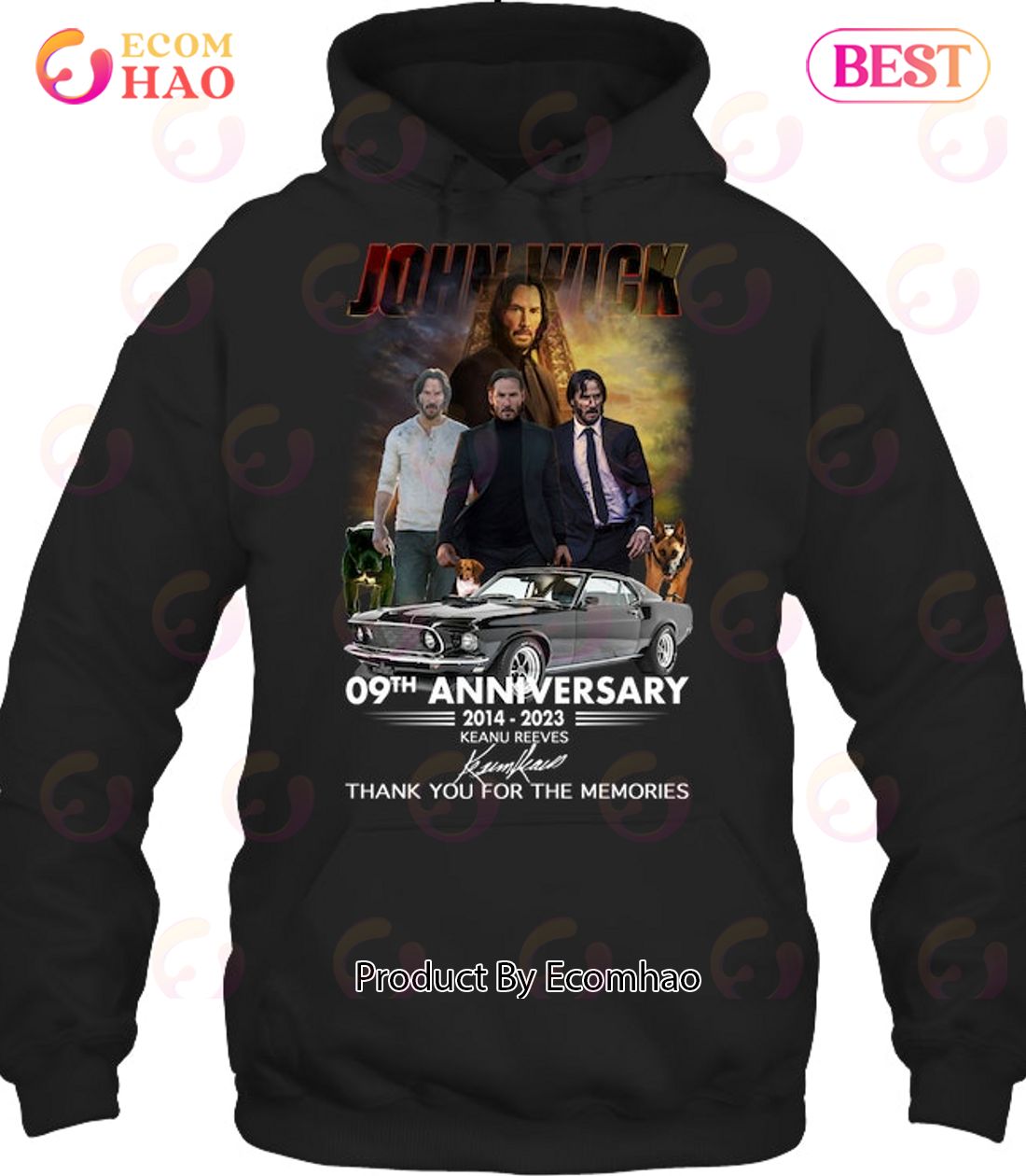 John Wick 09th Anniversary 2014 – 2023 Keanu Reeves Thank You For The Memories T-Shirt