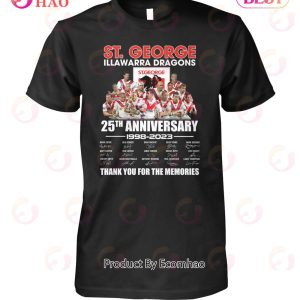 St. George Illawarra Dragons 25th Anniversary 1998 – 2023 Thank You For The Memories T-Shirt