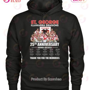 St. George Illawarra Dragons 25th Anniversary 1998 – 2023 Thank You For The Memories T-Shirt