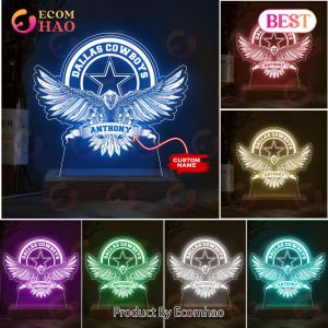 NFL Dallas Cowboys Custom Name Arcylic LED Night Light Lamp