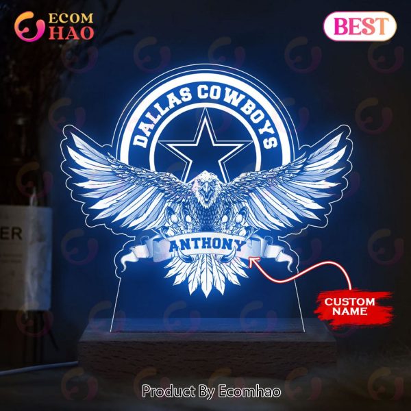 NFL Dallas Cowboys Custom Name Arcylic LED Night Light Lamp