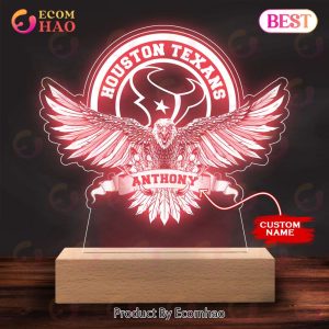 NFL Houston Texans Custom Name Arcylic LED Night Light Lamp